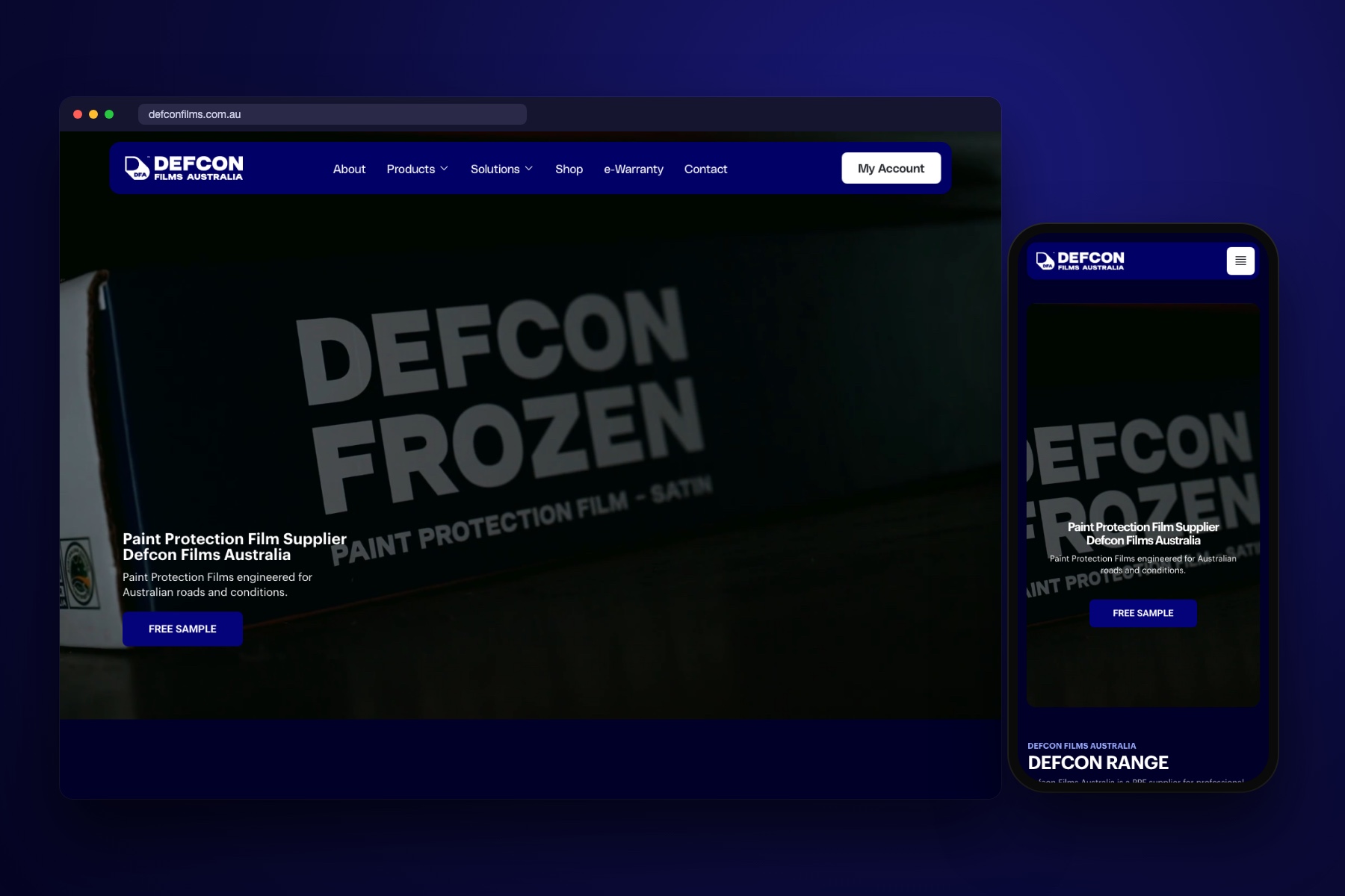 defconfilms.com.au home page on desktop and mobile